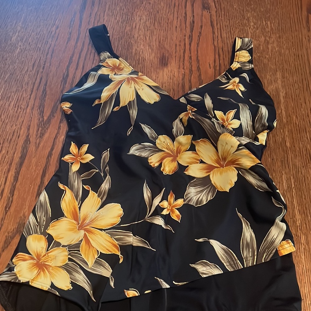 Silhouette Solution Floral Tankini One Piece Swim Suit Size 14 - Picture 6 of 12
